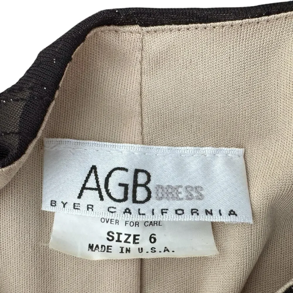 Vintage AGB Black Sleeveless Dress fairycore goth sheer overlay sz 6 made in USA